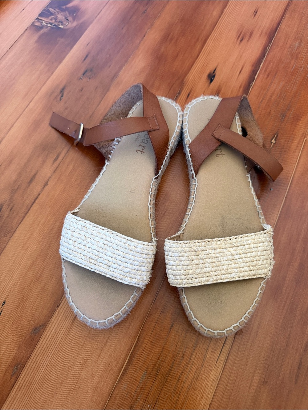 Paseart Taupe leather espadrilles with braided rope flatform Size 40